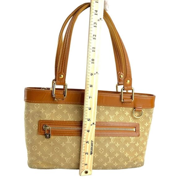 LOUIS VUITTON Monogram LV Mini Lucille PM Bag Beige Camel Brown 2004 Authentic - Picture 15 of 17